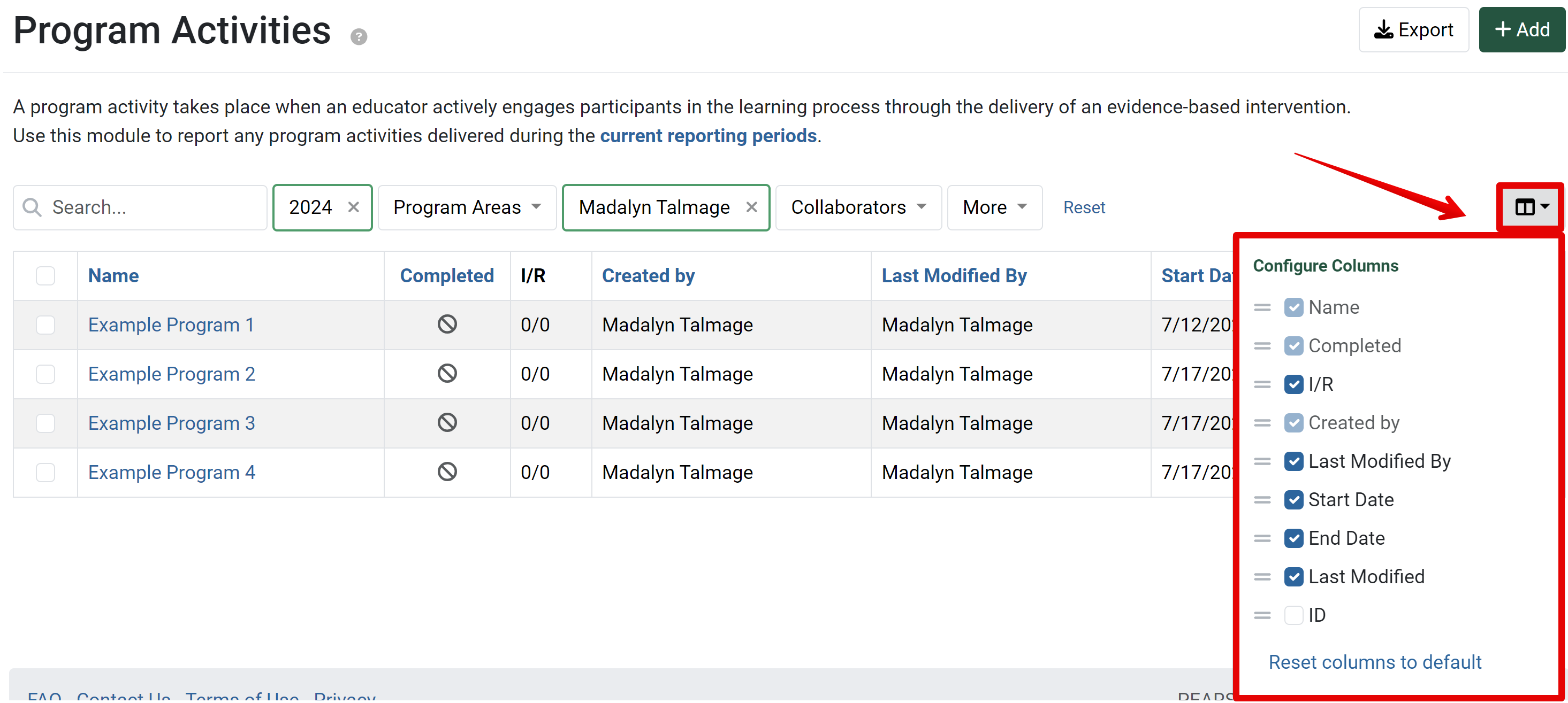 Configure Columns