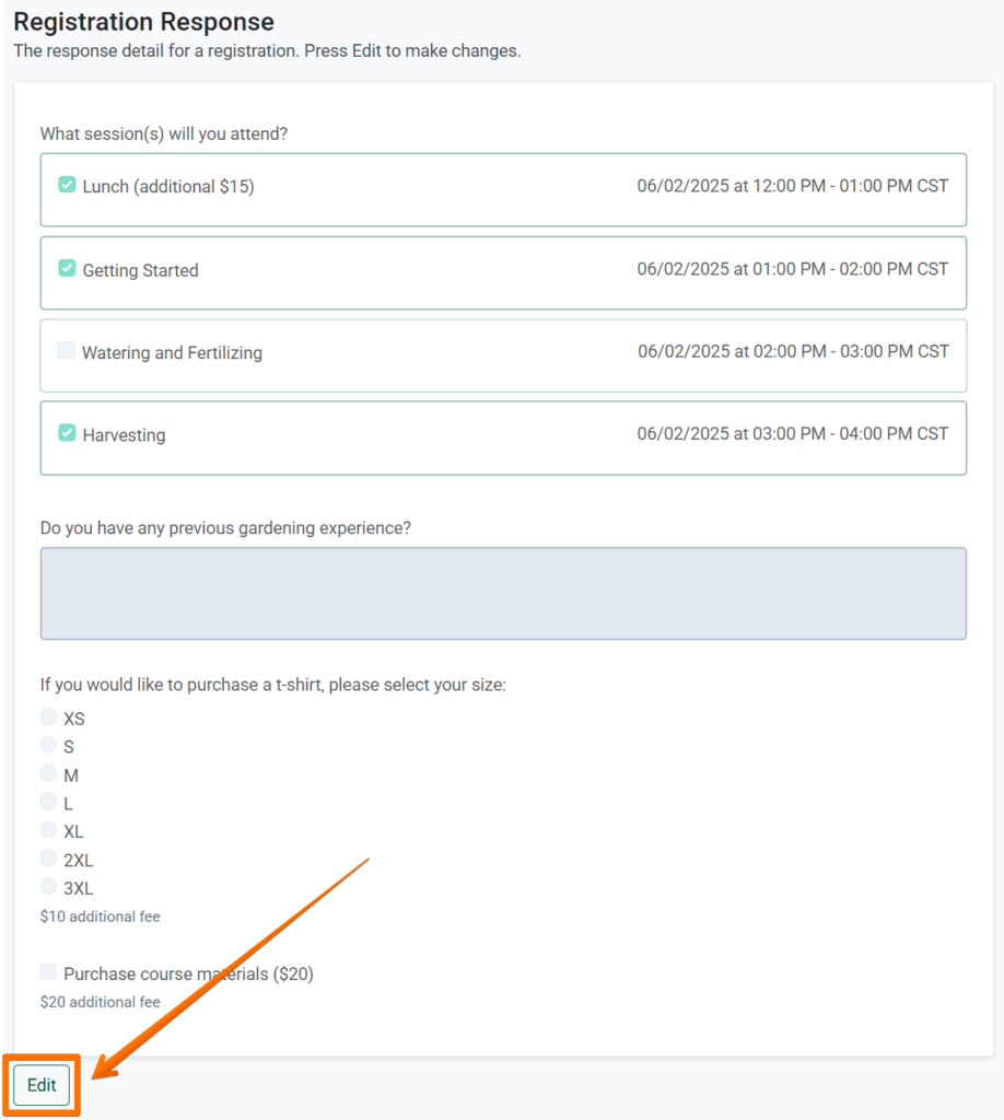 Edit Registration Response