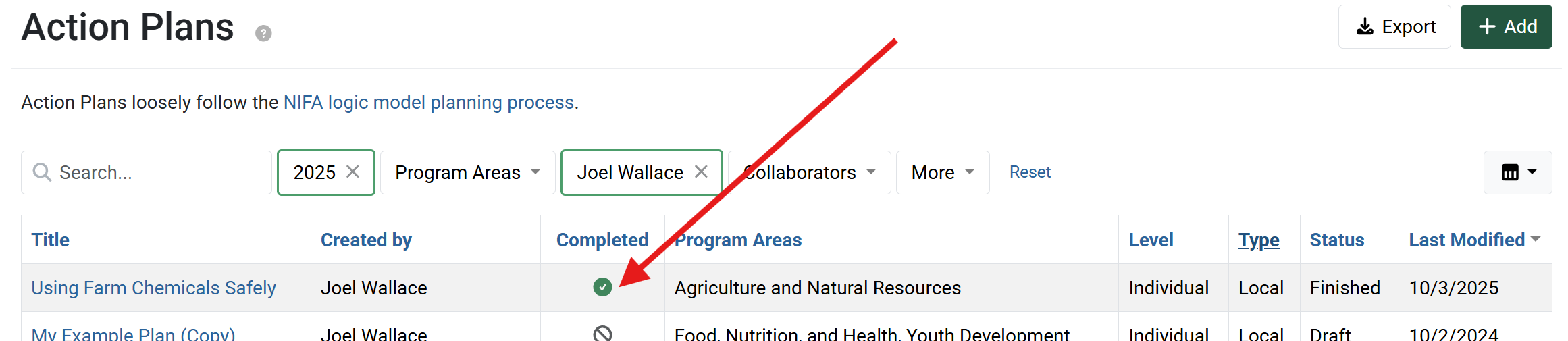 Completed Action Plan