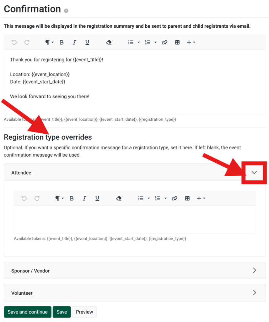 Confirmation Message Options