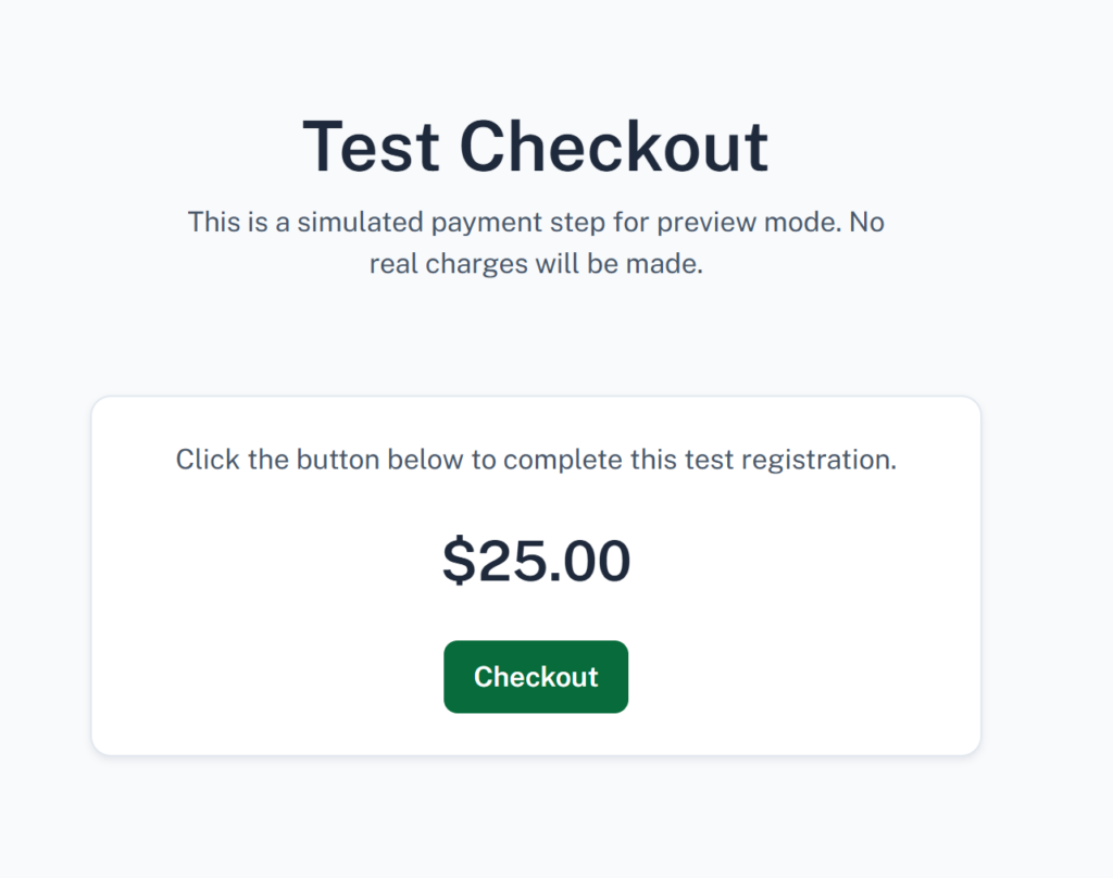 Credit card test checkout