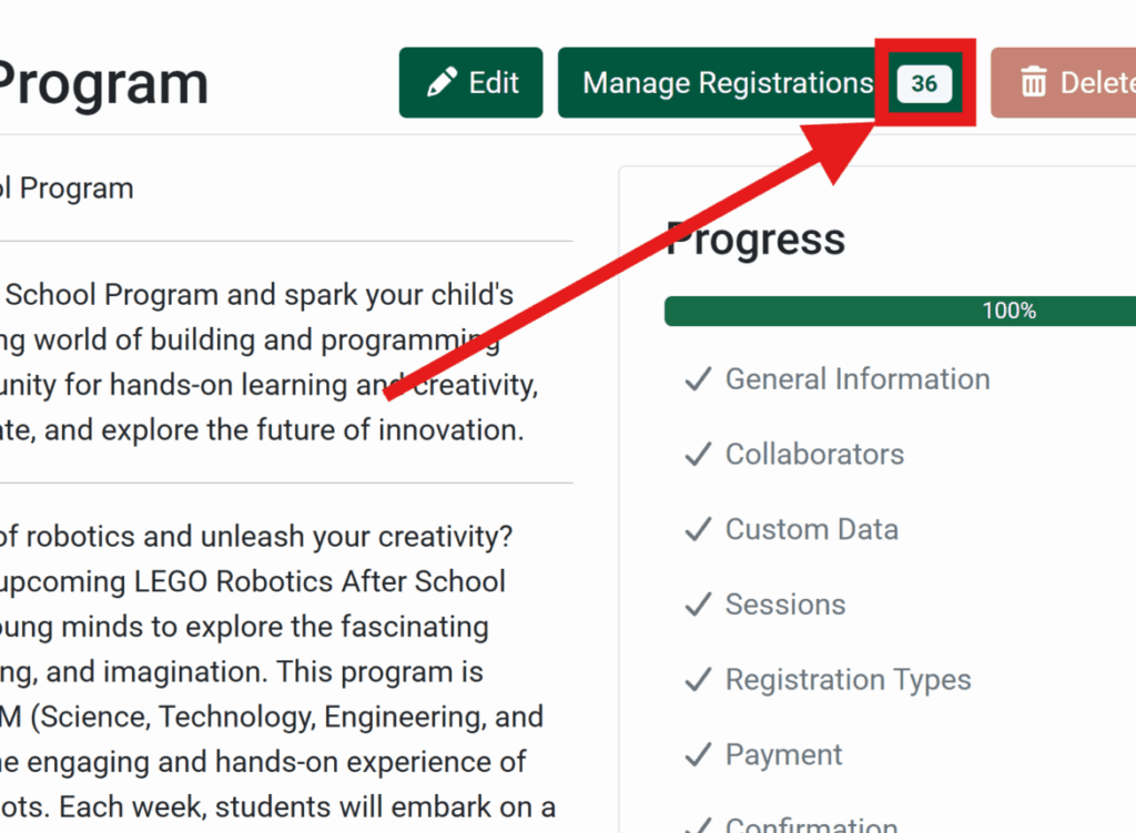 Number Registrations Summary