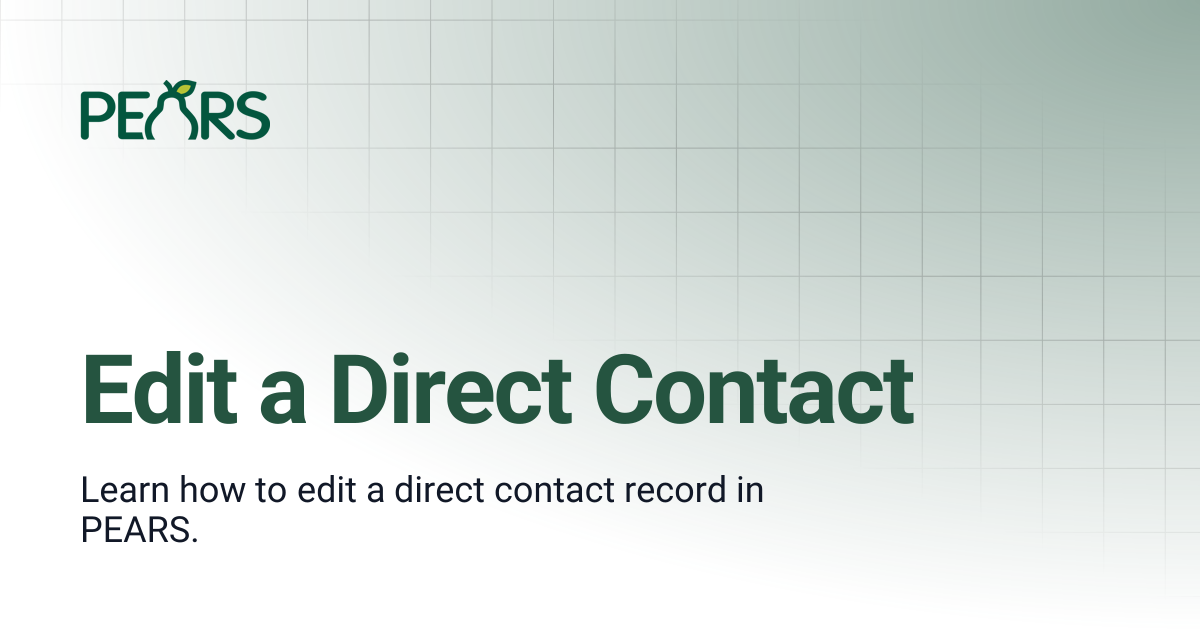 Edit a Direct Contact | PEARS Support Docs