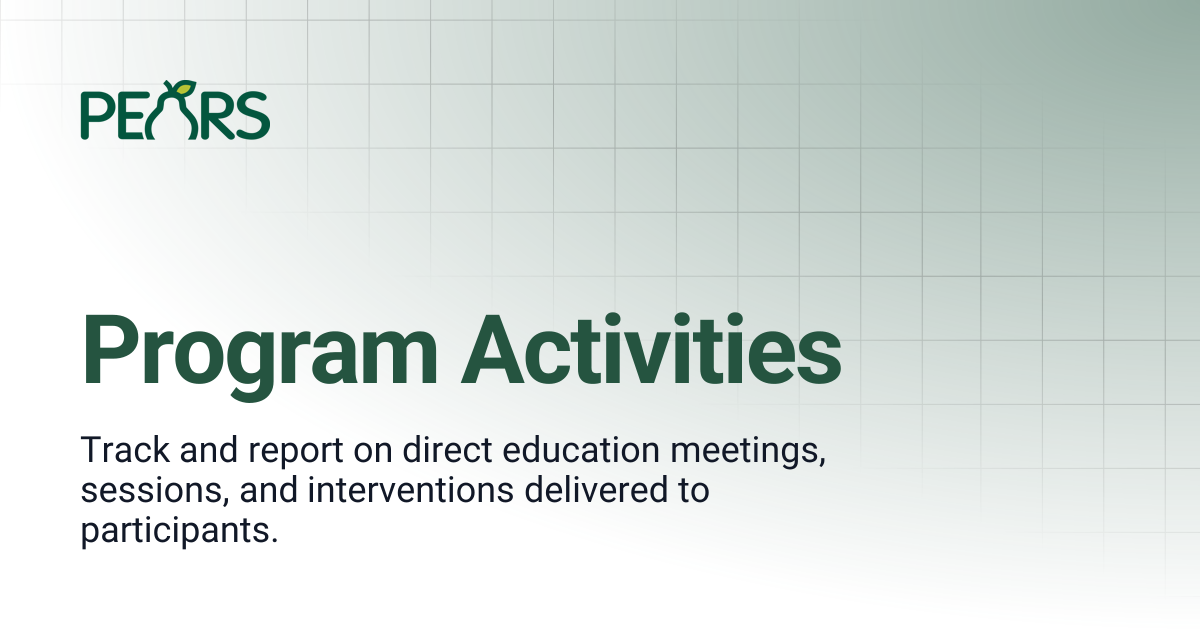 Program Activities | PEARS Support Docs