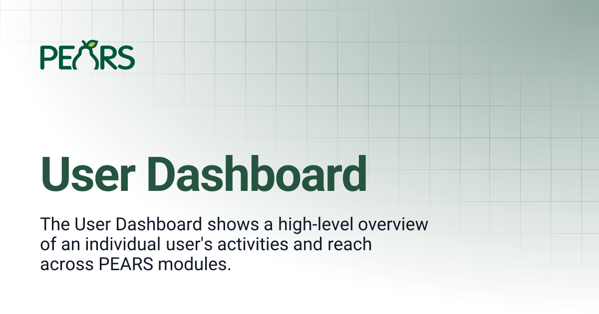 User Dashboard | PEARS Support Docs