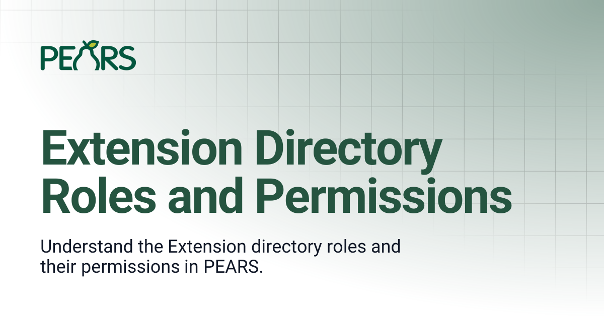 Extension Directory Roles | PEARS Support Docs