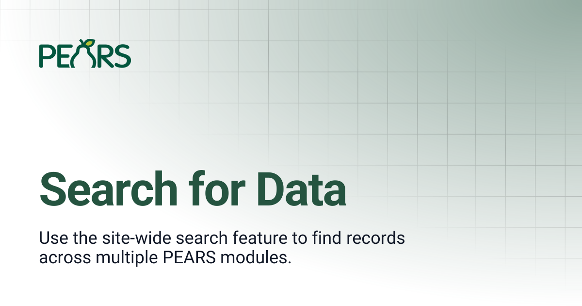 Search for Data | PEARS Support Docs