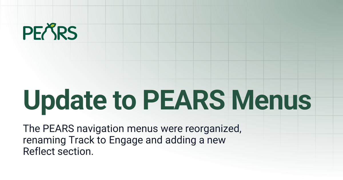 Update to PEARS Menus | PEARS Support Docs
