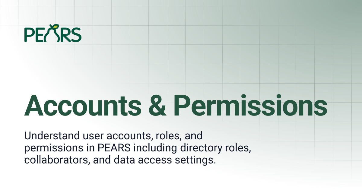 Accounts & Permissions | PEARS Support Docs