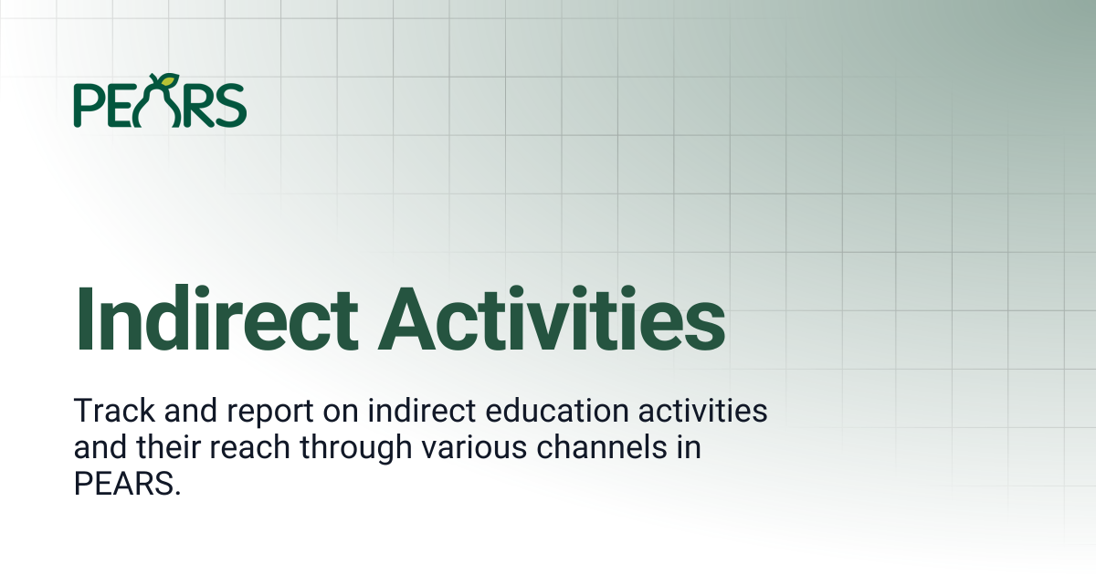 Indirect Activities | PEARS Support Docs