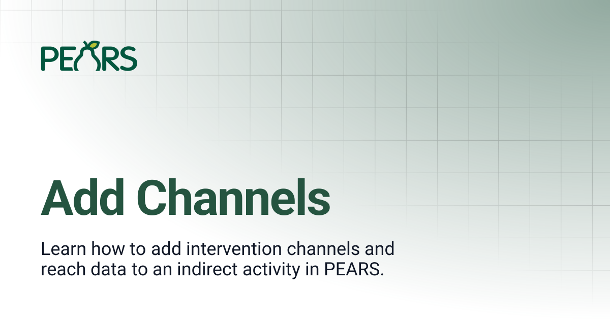 Add Channels | PEARS Support Docs