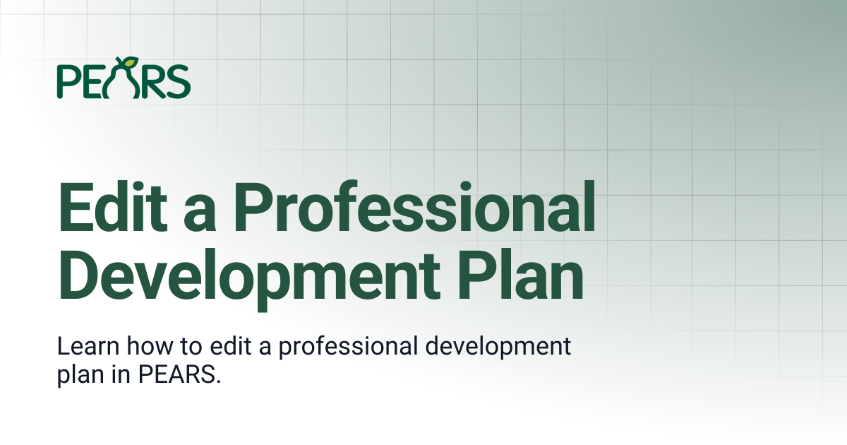 Edit a Professional Development Plan | PEARS Support Docs