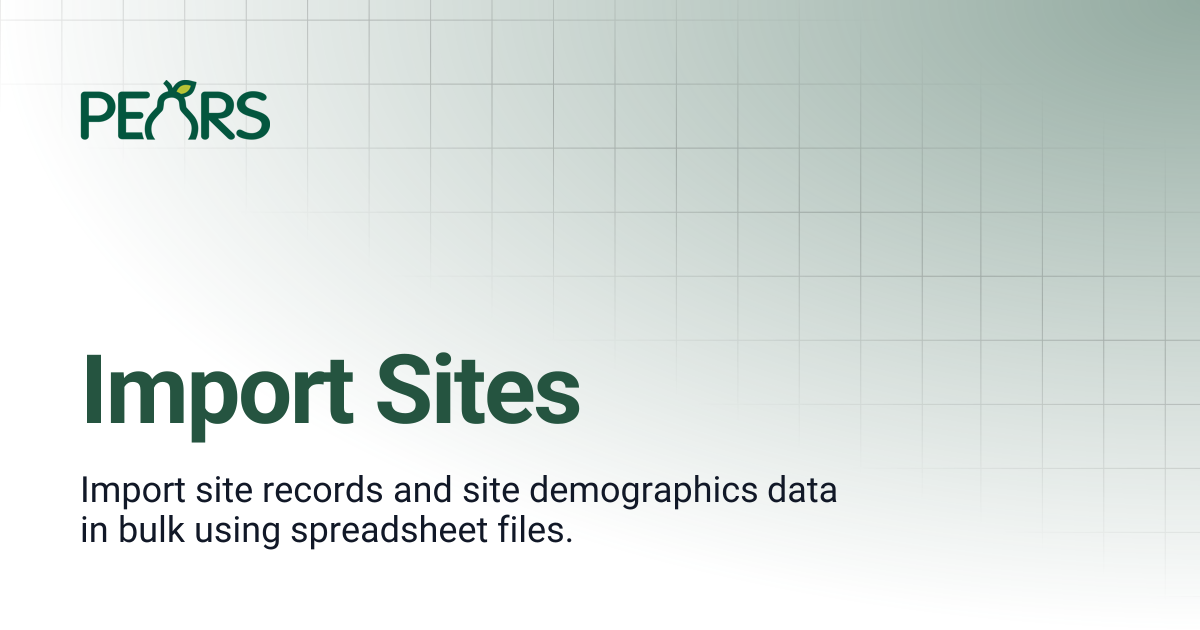 Import Sites | PEARS Support Docs