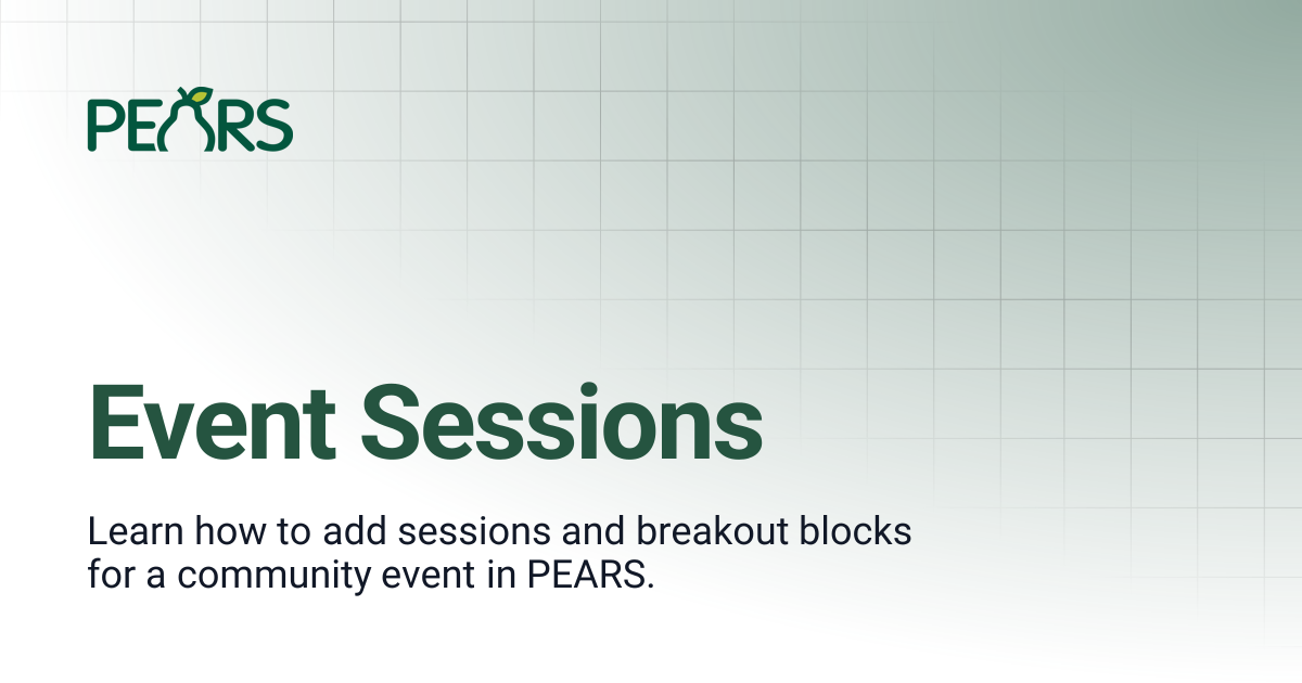 Event Sessions | PEARS Support Docs