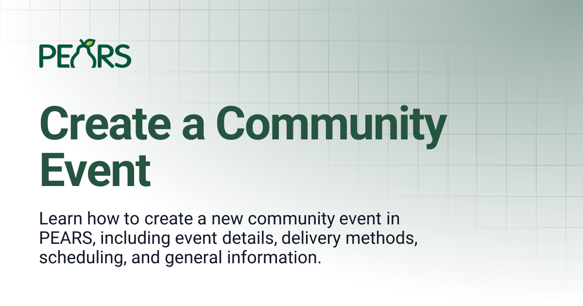 Create a Community Event | PEARS Support Docs