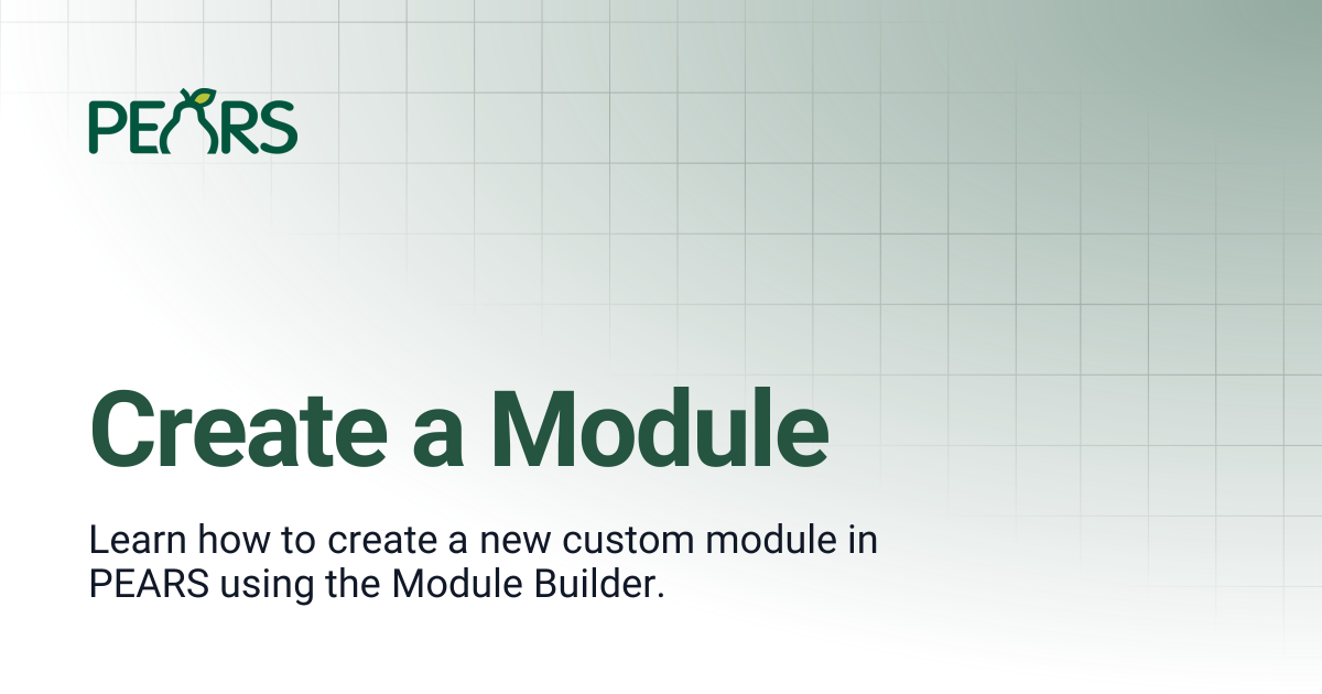 Create a Module | PEARS Support Docs