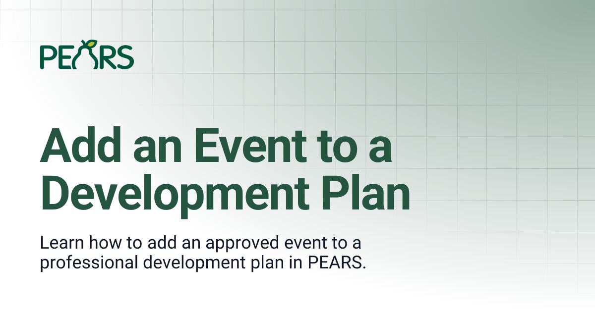 Add an Event to a Development Plan | PEARS Support Docs