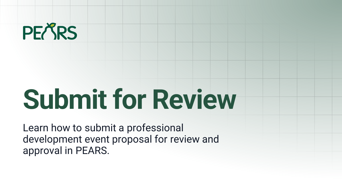 Submit for Review | PEARS Support Docs