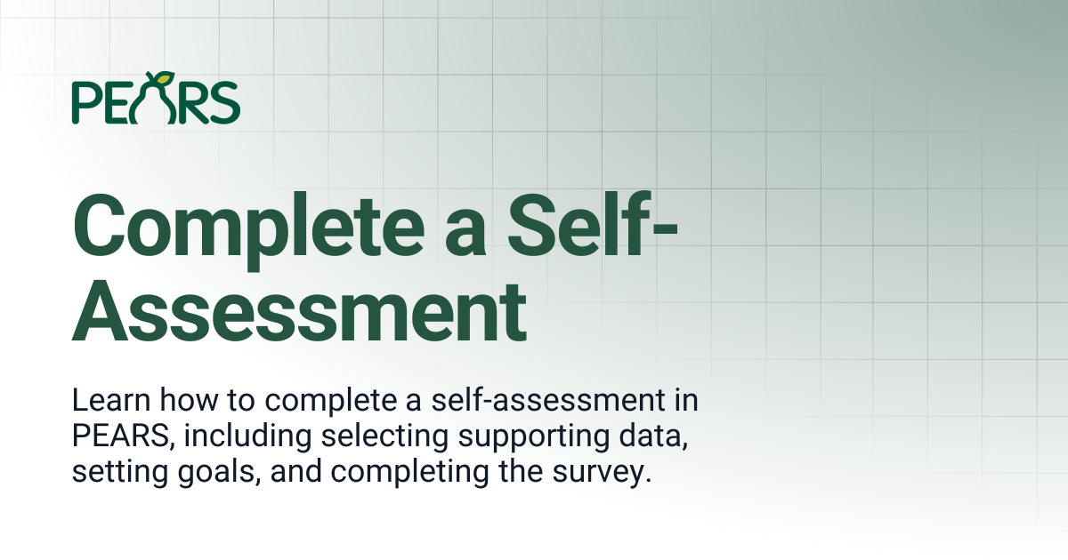 Complete a Self-Assessment | PEARS Support Docs
