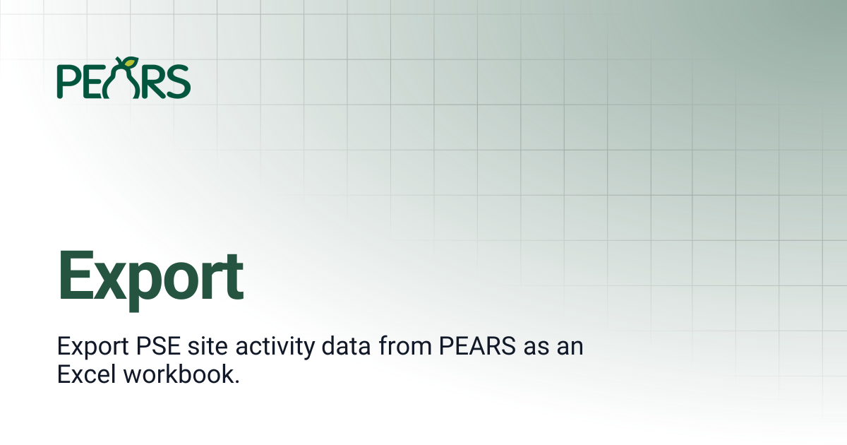 Export | PEARS Support Docs