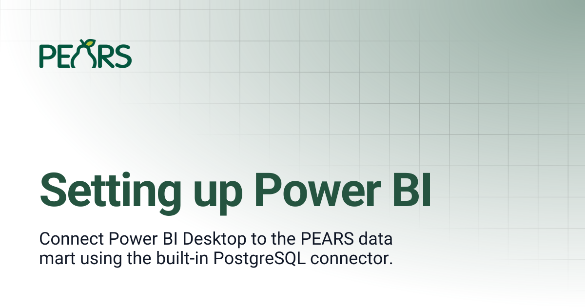 Setting up Power BI | PEARS Support Docs