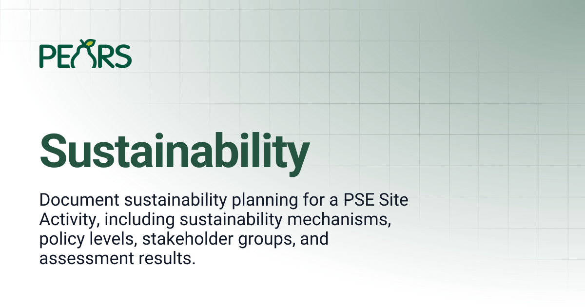 Sustainability | PEARS Support Docs